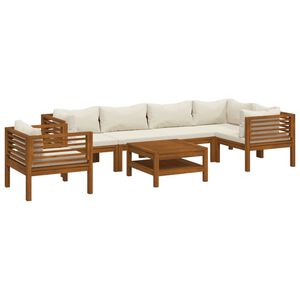 vidaXL 7-tlg. Garten-Lounge-Set mit Creme Kissen Massivholz Akazie