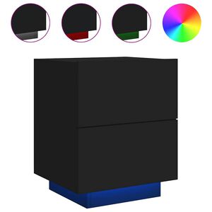 vidaXL Nachttisch mit LED-Leuchten Schwarz Holzwerkstoff