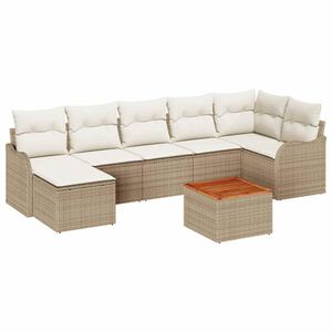 vidaXL Gartensofa-set mit Kissen 8 pcs Beige Poly-Rattan