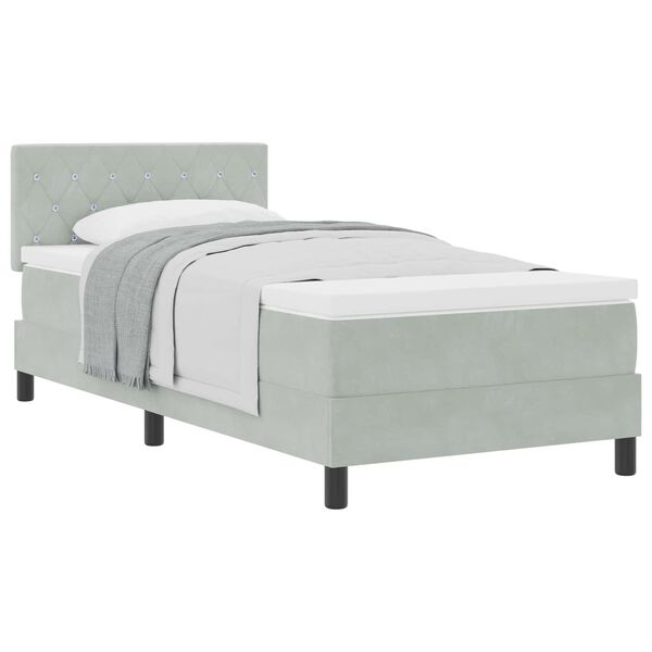 vidaXL Boxspringbett mit Matratze Hellgrau 90 x 190 cm Samt