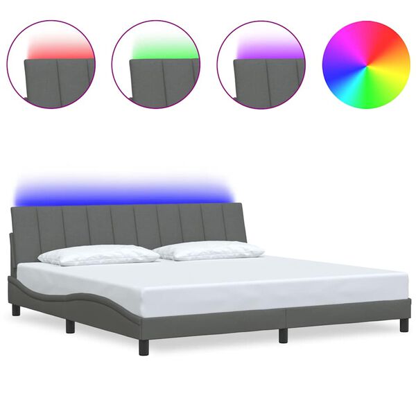 vidaXL Bettgestell ohne Matratze "Hanko" Dunkelgrau 200x200 cm Stoff