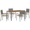 vidaXL Garten Essgruppe 5 stk. Grau Poly-Rattan