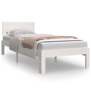 vidaXL Massivholzbett Wei&szlig; 75x190 cm
