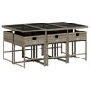 vidaXL 7-tlg. Garten-Essgruppe mit Kissen Grau Poly Rattan