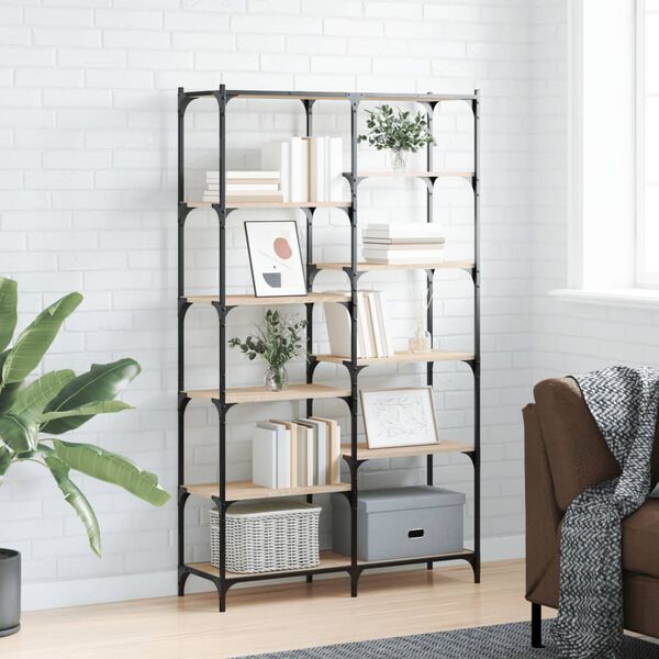vidaXL B&uuml;cherregal Sonoma Eiche 100x32x170 cm Holzwerkstoff und Eisen