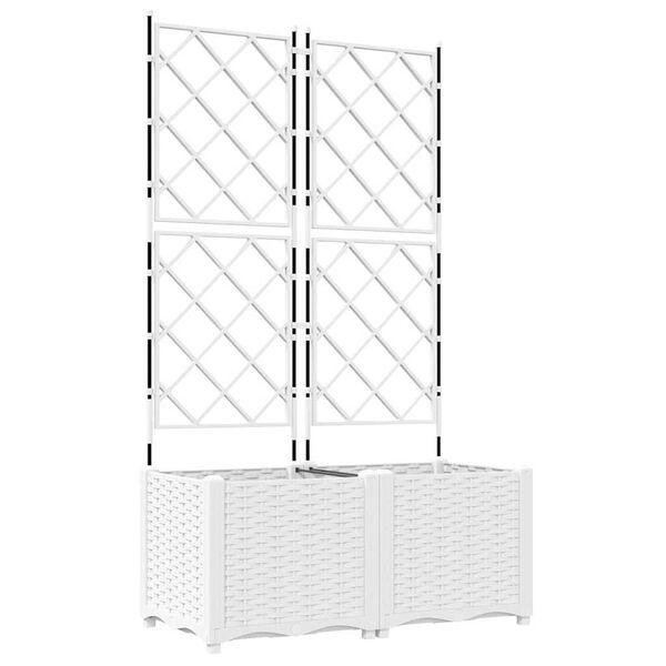 vidaXL Garten-Pflanzgef&auml;&szlig; 2 pcs Wei&szlig; 80 x 40 x 143 cm Stahl