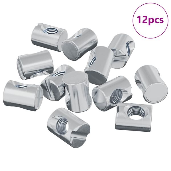 vidaXL Zylindermuttern 12 pcs Silber M6 x 13 mm Metall