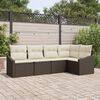 vidaXL Sofa Set mit Kissen 5 pcs Braun Poly Rattan
