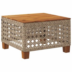 vidaXL Gartentisch Beige 55x55x36 cm Poly Rattan Akazienholz