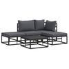 vidaXL Garten-Sofa-Set mit Kissen 5 pcs Schwarz Aluminium
