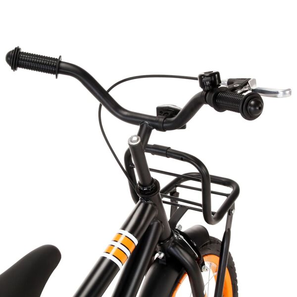 vidaXL Kinderfahrrad mit Frontgep&auml;cktr&auml;ger 14 Zoll Schwarz und Orange
