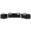 vidaXL Sofa-Set Kunstleder 3-Sitzer + 2-Sitzer + Sessel Schwarz