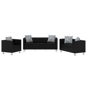 vidaXL Sofa-Set Kunstleder 3-Sitzer + 2-Sitzer + Sessel Schwarz