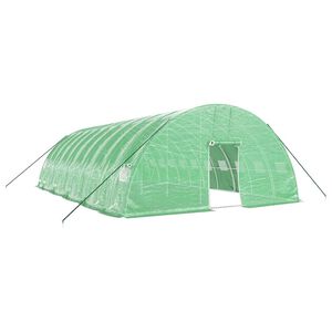 vidaXL Gew&auml;chshaus mit Stahlrahmen Gr&uuml;n 60 m&sup2; 10x6x2,85 m