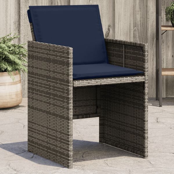 vidaXL Gartenst&uuml;hle mit Kissen 4 Stk. Grau Poly Rattan