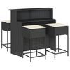 vidaXL 5-tlg. Gartenbar-Set mit Kissen Schwarz Poly Rattan