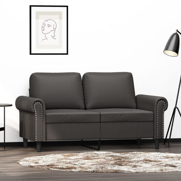 vidaXL 2-Sitzer-Sofa Grau 120 cm Kunstleder