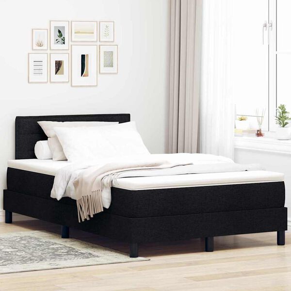 vidaXL Boxspringbett mit Matratze Schwarz 120 x 190 cm Stoff