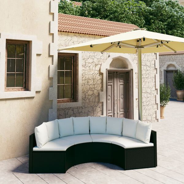 vidaXL 4-tlg. Garten-Sofagarnitur mit Auflagen Poly Rattan Schwarz