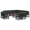 vidaXL Outdoor-Sofagarnitur 14 pcs Schwarz und Dunkelgrau Polyester