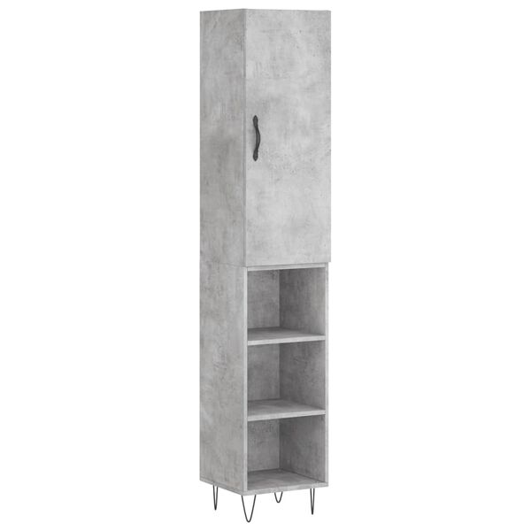 vidaXL Highboard Betongrau 34,5x34x180 cm Holzwerkstoff