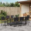 vidaXL Garten Essgruppe mit Kissen 9 pcs Schwarz Poly-Rattan