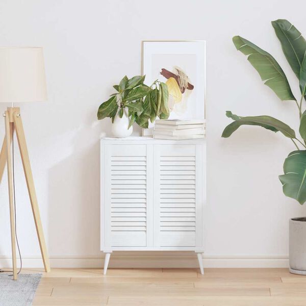 vidaXL Schrankt&uuml;ren Lamellen-Design 2 Stk. Wei&szlig; 61,5x29,5 cm