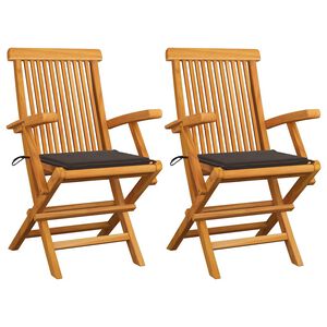 vidaXL Gartenst&uuml;hle mit Taupe Kissen 2 Stk. Massivholz Teak