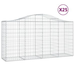 vidaXL Gabionen mit Hochbogen 25 Stk 200x50x100/120cm Verzinktes Eisen
