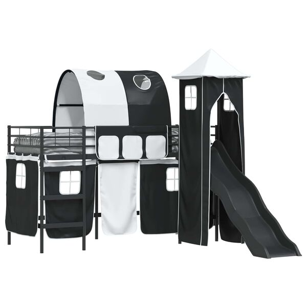 vidaXL Kinderloftbett Schwarz 100 x 190 cm Metall