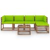 vidaXL 6-tlg. Garten-Lounge-Set mit Hellgr&uuml;nen Kissen