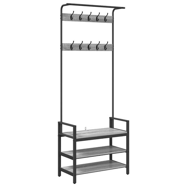 vidaXL Garderobenst&auml;nder Graues Sonoma 75 x 34 x 184 cm Holzwerkstoff