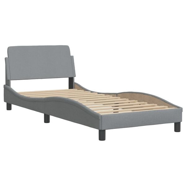 vidaXL Bett mit Matratze "Hvar" Hellgrau 90x200 cm Stoff