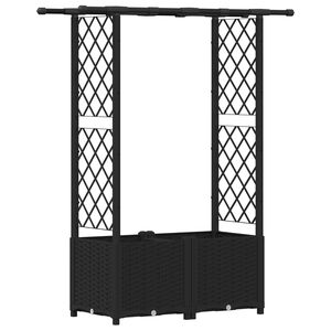 vidaXL Hochbeet mit Rankgitter und Dach Schwarz 124,5 x 40 x 138 cm PP