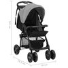 vidaXL 3-in-1 Kinderwagen Hellgrau und Schwarz Stahl
