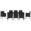 vidaXL Garten Essgruppe mit Kissen 9 pcs Schwarz Poly-Rattan