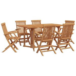 vidaXL Garten Essgruppe 7 stk. Braun Massivholz Teak