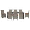 vidaXL Garten Essgruppe 9 pcs Grau Pulverbeschichteter Stahl