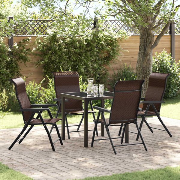 vidaXL Garten Essgruppe 5 pcs Braun Poly Rattan