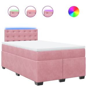 vidaXL Boxspringbett mit Matratze Rosa 120x190 cm Samt