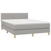 vidaXL Boxspringbett mit Matratze & LED Hellgrau 140x190 cm Stoff