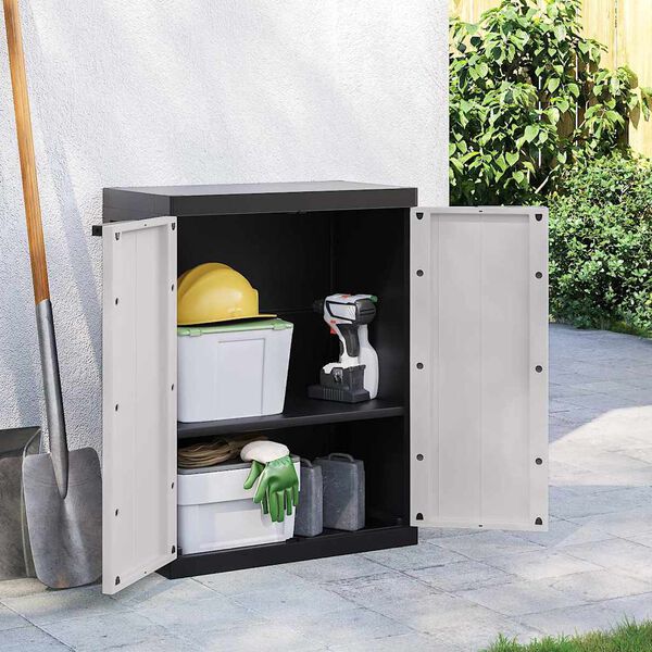 vidaXL Gartenschrank Grau und Schwarz 65x37x85 cm PP