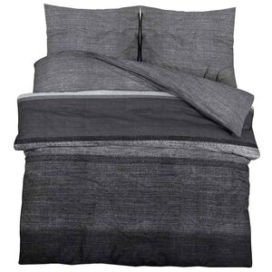 vidaXL Bettw&auml;sche-Set Dunkelgrau und Schwarz 225x220 cm Baumwolle