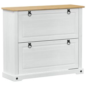 vidaXL Schuhschrank Corona Wei&szlig; 99 x 32 x 85 cm Massives Kiefernholz