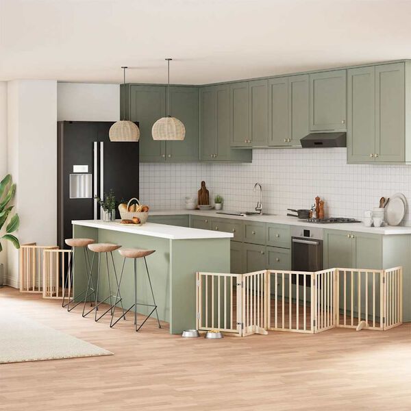 vidaXL 12-tlg. Hundetor mit T&uuml;r Faltbar 600 cm Pappelholz