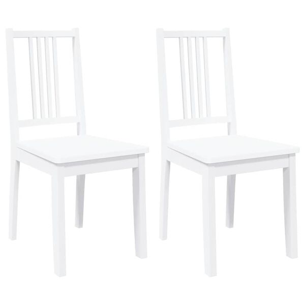 vidaXL Esszimmerstühle 2 Stk. Weiß Massivholz Gummibaum