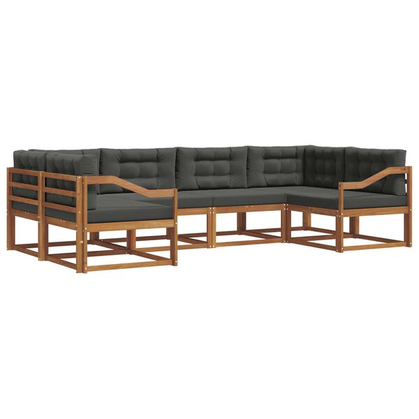 vidaXL Outdoor-Sofagarnitur mit Kissen 6 pcs Natur und Anthrazit
