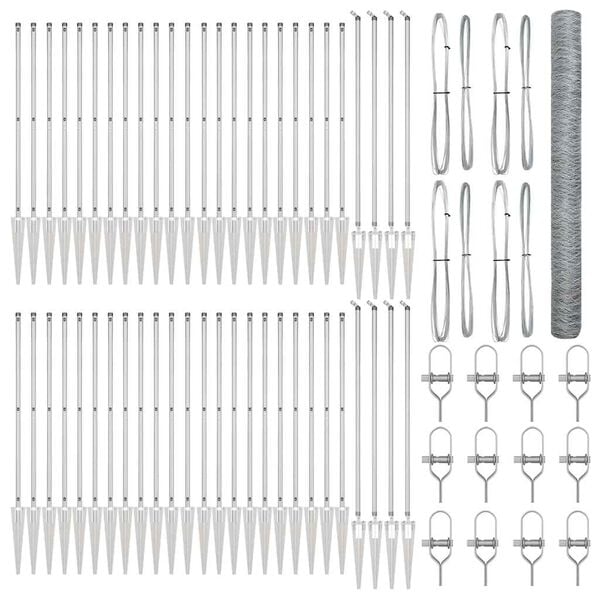 vidaXL Zaunpfosten Silber 100 x 1,5 m (36 mm Maschenweite) Stahl