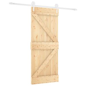 vidaXL Schiebet&uuml;r Nat&uuml;rlich und Wei&szlig; 80 x 210 cm Massives Kiefernholz