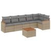 vidaXL 7-tlg. Garten-Sofagarnitur mit Kissen Beige Poly Rattan